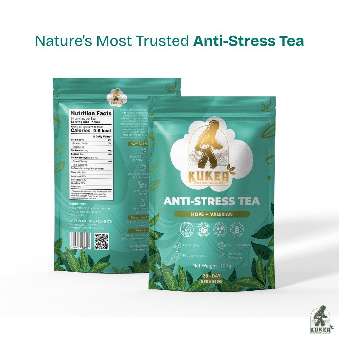 KUKER® Anti-Stress Tea 100g Loose Leaf | Relaxing Herbal Tea for Stress Relief & Anxiety